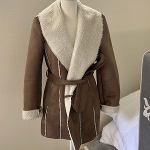 Kenneth Cole Taupe Suede and Sheep Sherling Jacket